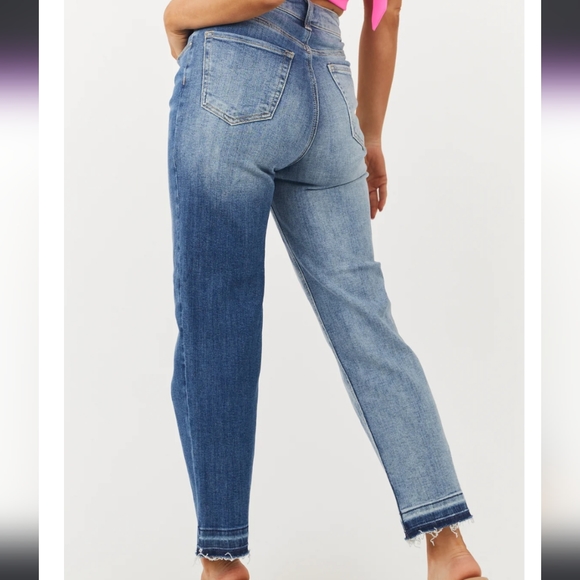 RISEN High-rise Crossover 2-tone Jeans - Picture 9 of 13